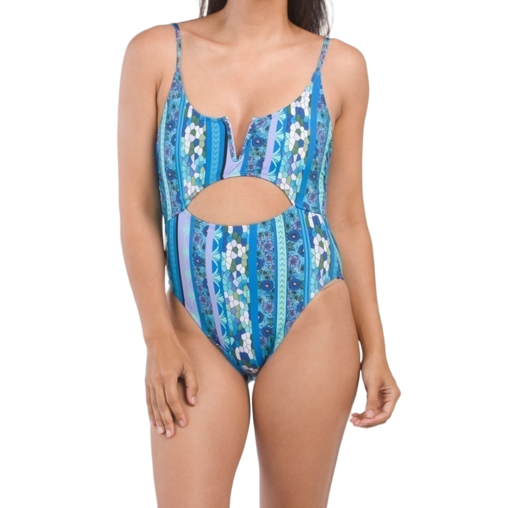Lucky Brand New M Underwire Keyhole Tie Closure Mermaidcore One Piece Swimsuit